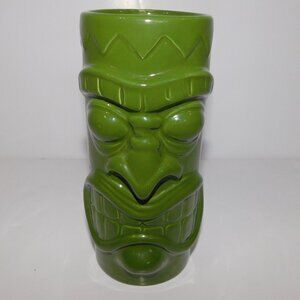 Mean Green 7" Ceramic Tiki Mug Cup Tumbler Glass